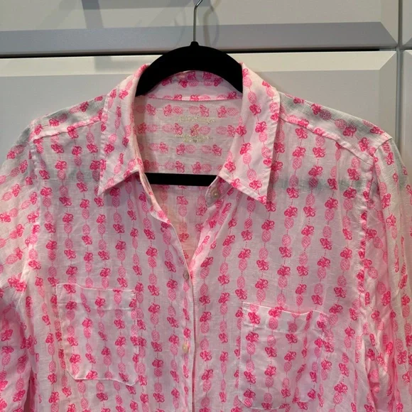 Lilly Pulitzer Pink Floral Linen Shirt - Picture 4 of 8